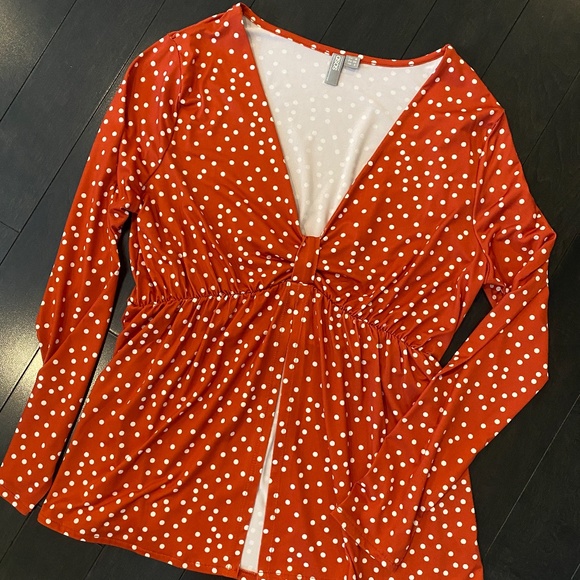 ASOS Petite Red Top with Dotted Pattern - Picture 4 of 7